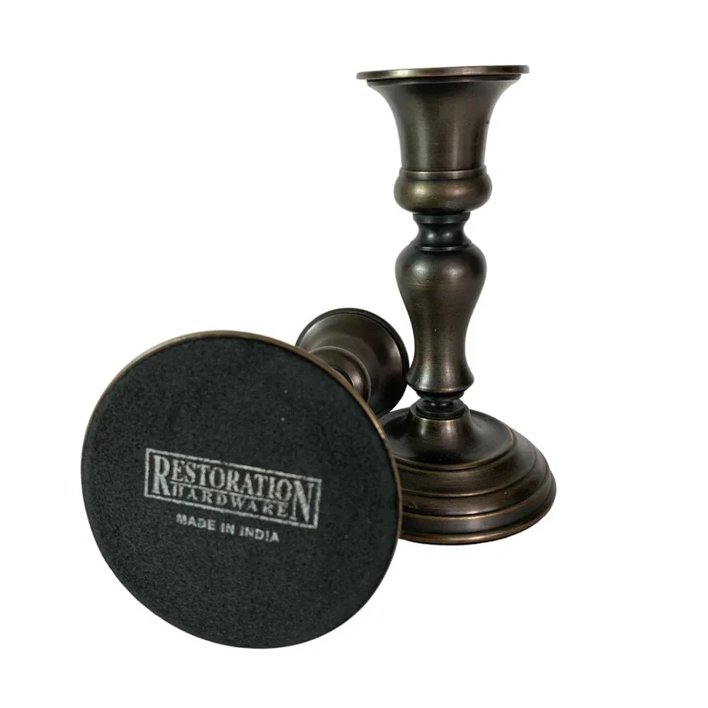 RESTORATION HARDWARE Oil Rubbed Bronze Metal Candlesticks